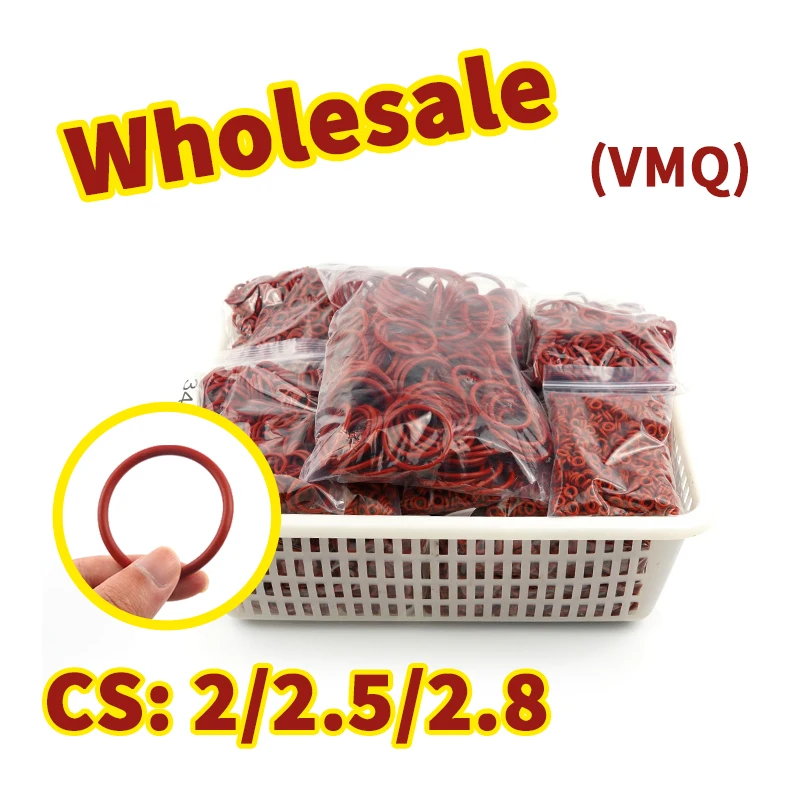 O-ring wholesale thickness 2/2.5/2.8mm cross-section VMQ link red silicon rubber gasket seal o ring rubber elastic Free Shipping