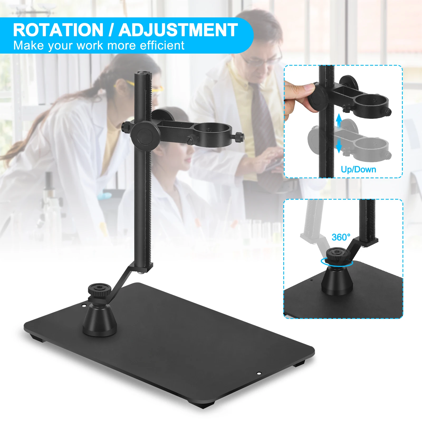 NEWACALOX Microscope Stand Magnetic Welding Station Hot Air Gun Holder 360° Rotatable Macrometer PCB Circuit Board Console