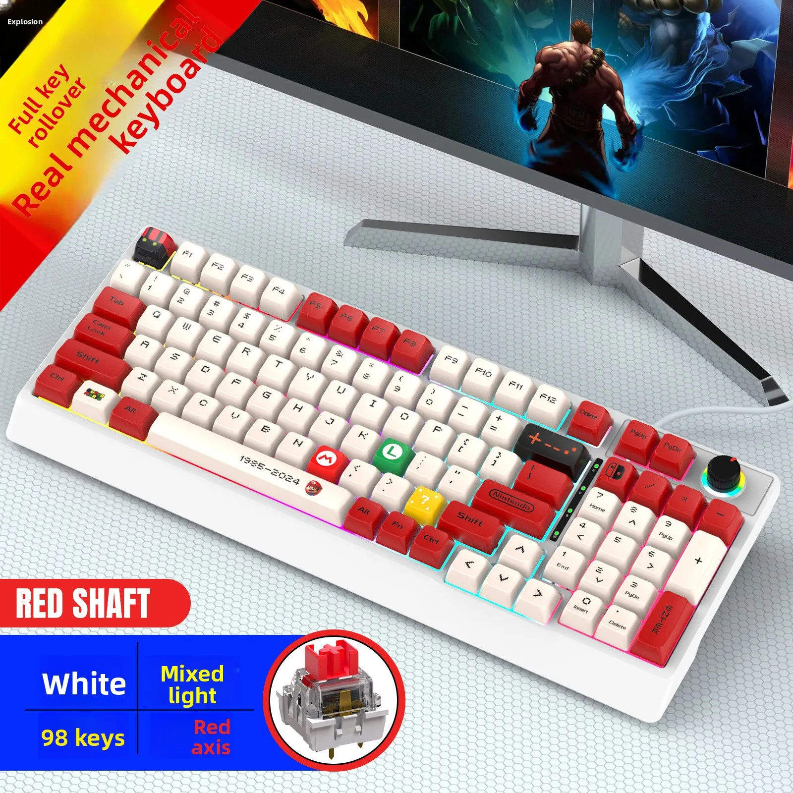 Key Wired Mechanical Gaming Keyboard Red Or Blue Switch Rgb Backlight Dustproof Waterproof Design Desktop Office Use