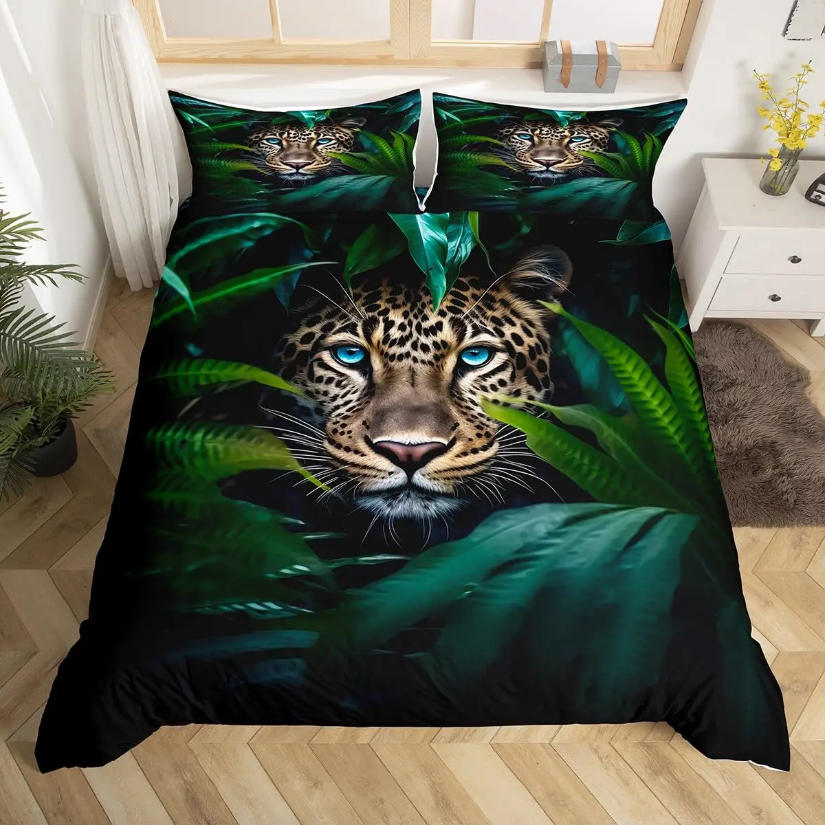 African Leopard Twin Queen Duvet Cover,Wildlife Safari Animals Bedding Set for Kids Adults,Wild Animal Cheetah Comforter Cover