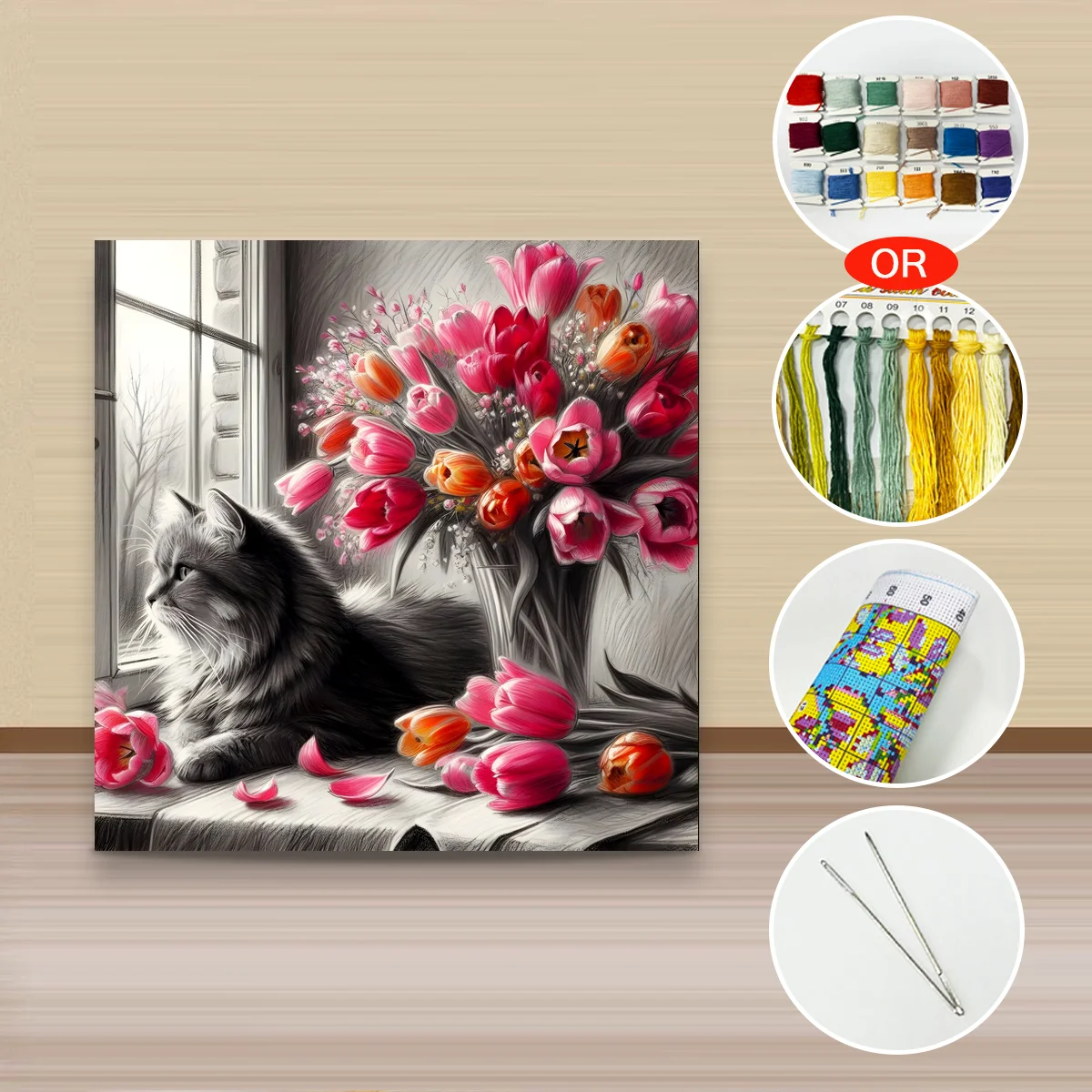 1 Stück 40x40 cm/15,74 Zoll, 11Ct/14Ct Kreuzstich-Set, DIY Valentinstagsgeschenk, Stickerei-Set für Festivals, Tiermotiv – Detail 3