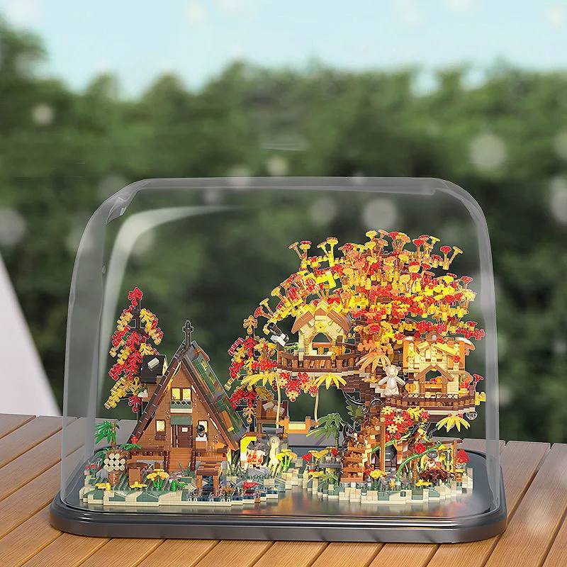 4876 Uds. Micro ladrillos creativos 2 en 1 bosque casa en el árbol cabina de madera bloques de construcción decoración de escritorio juguetes regalo para amigo adulto