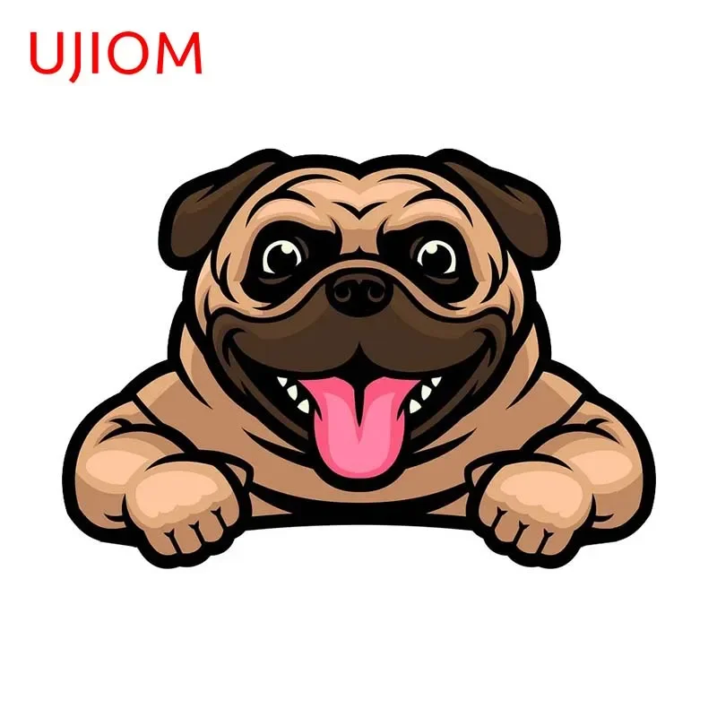 UJIOM 13cm X 9.2cm Peeker Pug Dog Wall Stickers Personality Vinyl Air Conditioner Kids Room Decal Chambre Decor Wallpapers