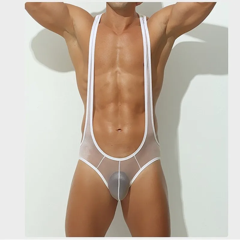 

Сексуальное боди на ягодицах, мужское прозрачное сексуальное нижнее белье из ледяного шелка, ультратонкий мужской экзотический комбинезон, эластичный облегающий боди