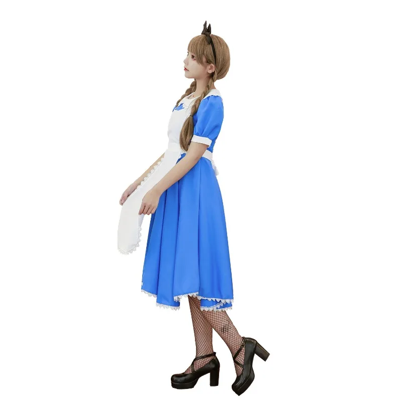 Costume d'halloween Alice, robe de princesse bleue, robe de demoiselle d'honneur, Costume de Cosplay, jupe courte de Style campagne douce et fraîche