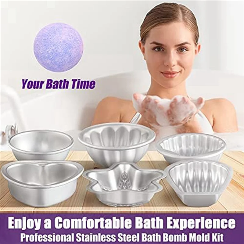 ABRE-24 Pcs 6 Shapes Bath-Bomb Making For Crafts DIY Bath-Bomb Crafting Press Mould For Handmade Soaps Candle Cake Baking
