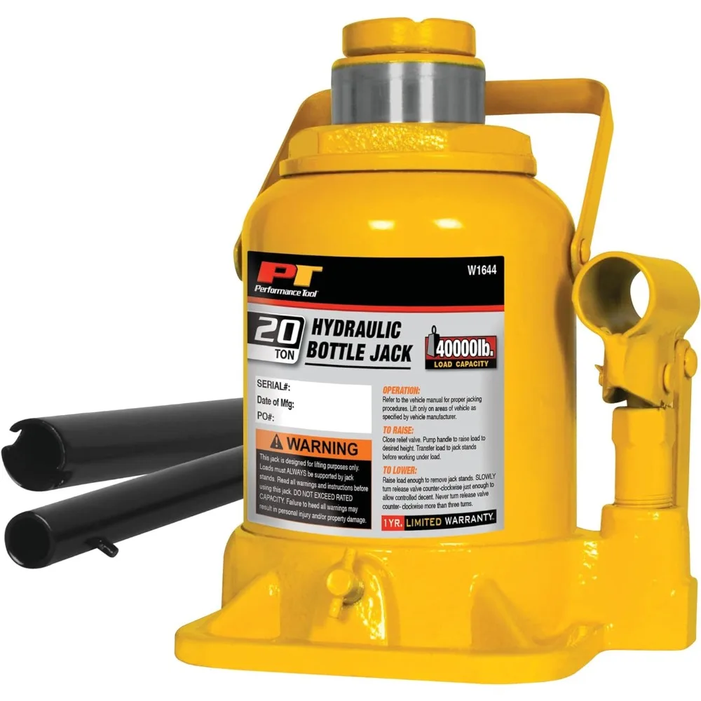 Performance Tool W1644 20 Ton (40,000 lbs.) Heavy Duty Shorty Bottle Jack