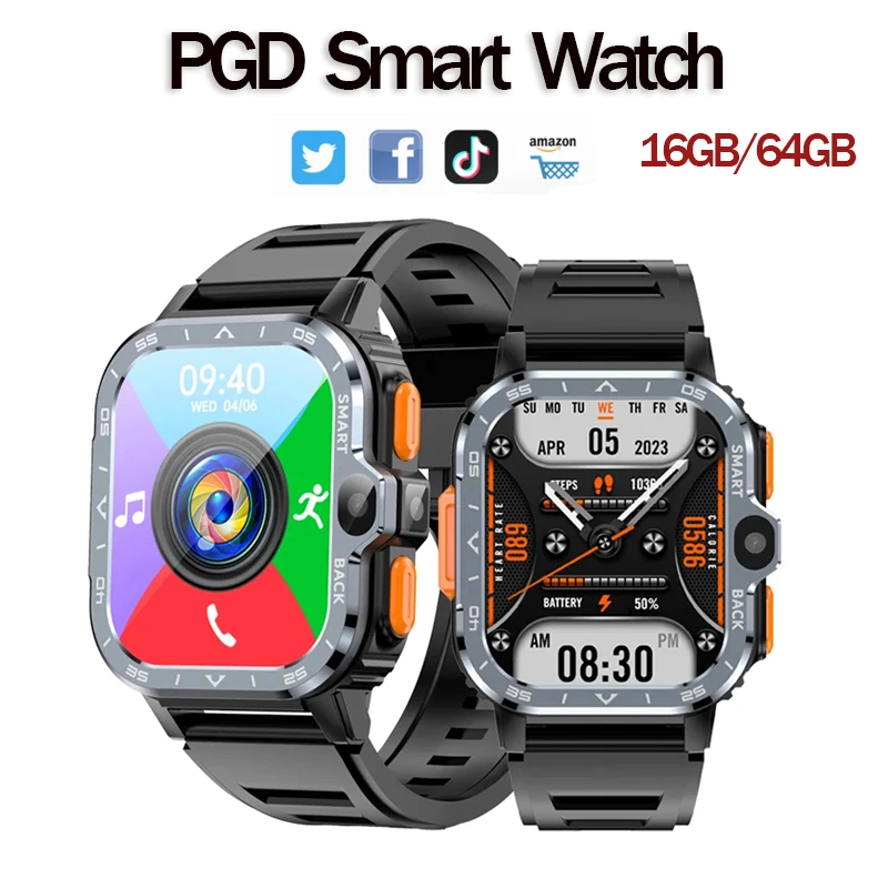 

PGD Android 8.1 OS Смарт-часы Мужчины GPS 2G/16G 4G/64G HD Двойная камера 4G SIM-карта WIFI Беспроводная быстрая интернет-умная связь 2,03 дюйма