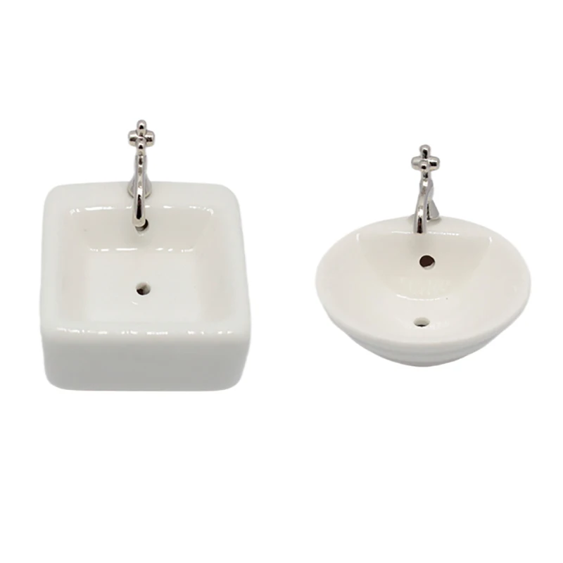 

1:12 Dollhouse Miniature Bathroom Sink Ceramic Wash Basin Model Accessories Toys