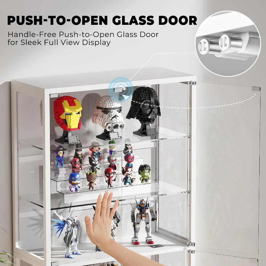71.2" 6-Tier Display Cabinet with Glass Doors for Collectibles view 5