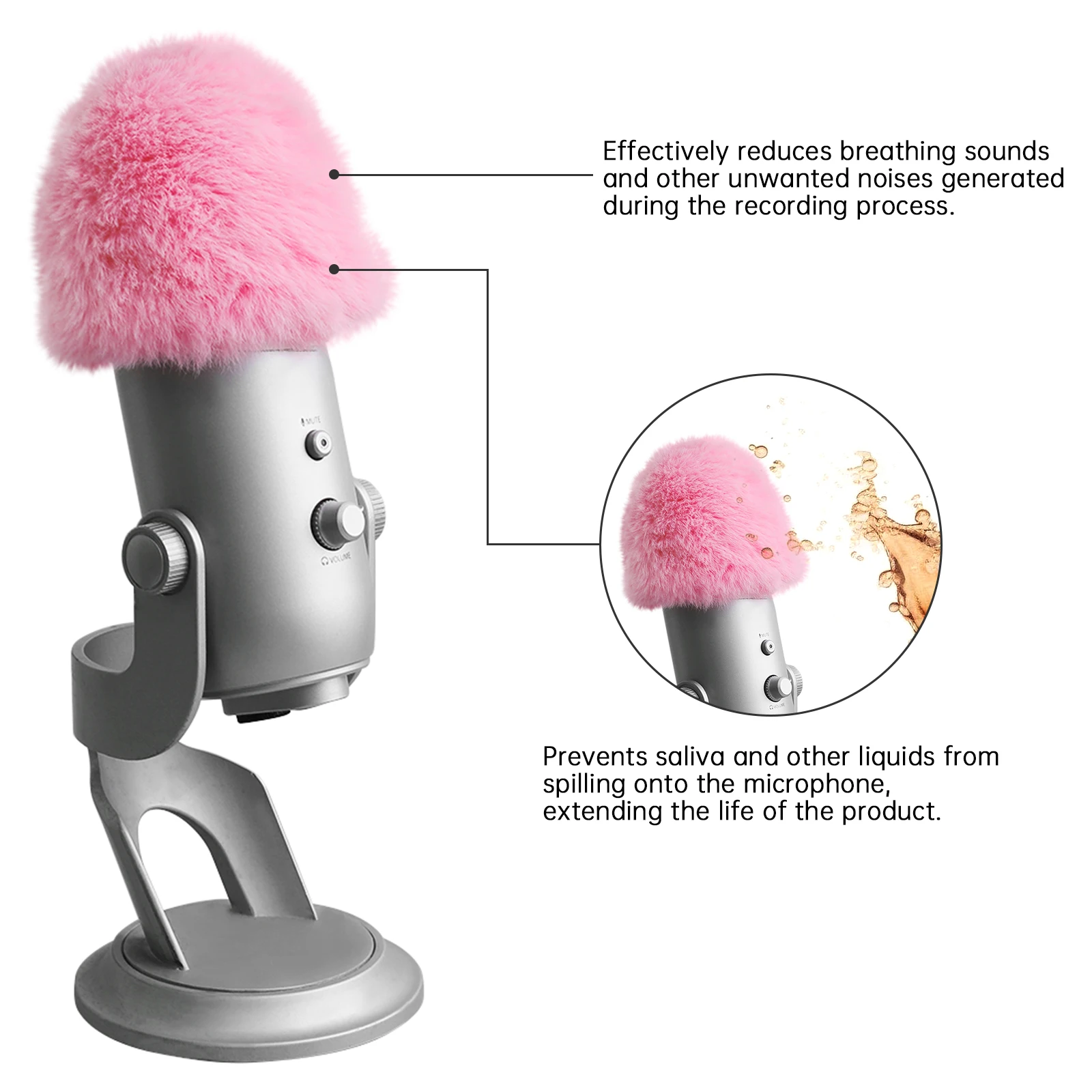 Mic Wind Cover Microphone Furry Windscreen Muff, Light in weight White / Grey / Black Microphone Pop Filter