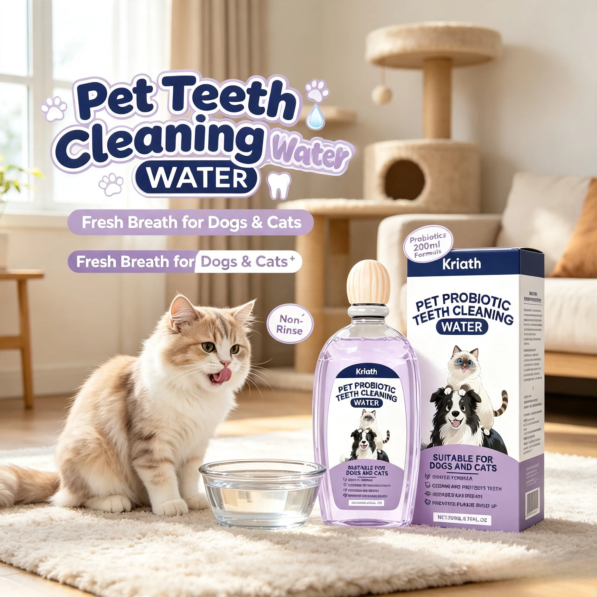 Pet Oral Care Agent Probiotics Pet Dental Water Reduce Plaque Tartar Remove Bad Breath Promote Gum Health Dog Cat Oral Cleaner