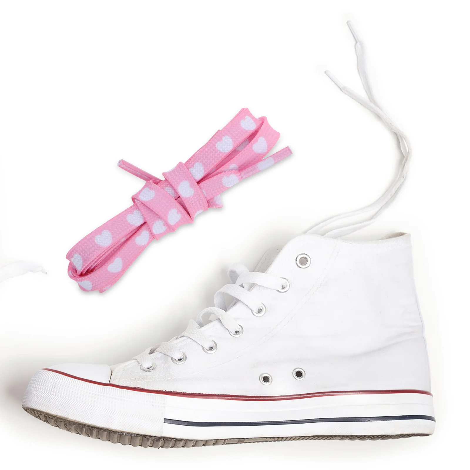 

1Pair Valentine Heart Shoelaces Flat Canvas Shoe Laces Pink Sneakers Boots Casual Printed Shoe Strings for Adults