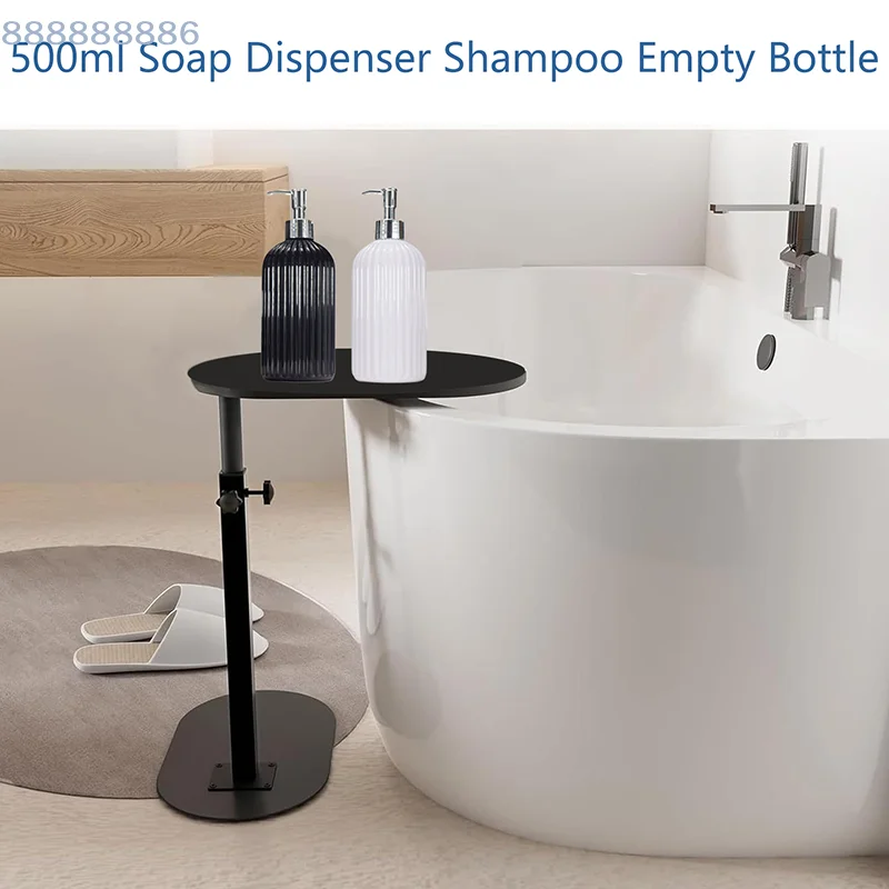 [B]500ml Striped Black/White Soap Dispenser Bathroom Shower Wash Shampoo Bottle Refillable Kitchen Dish And Hands Soap Container