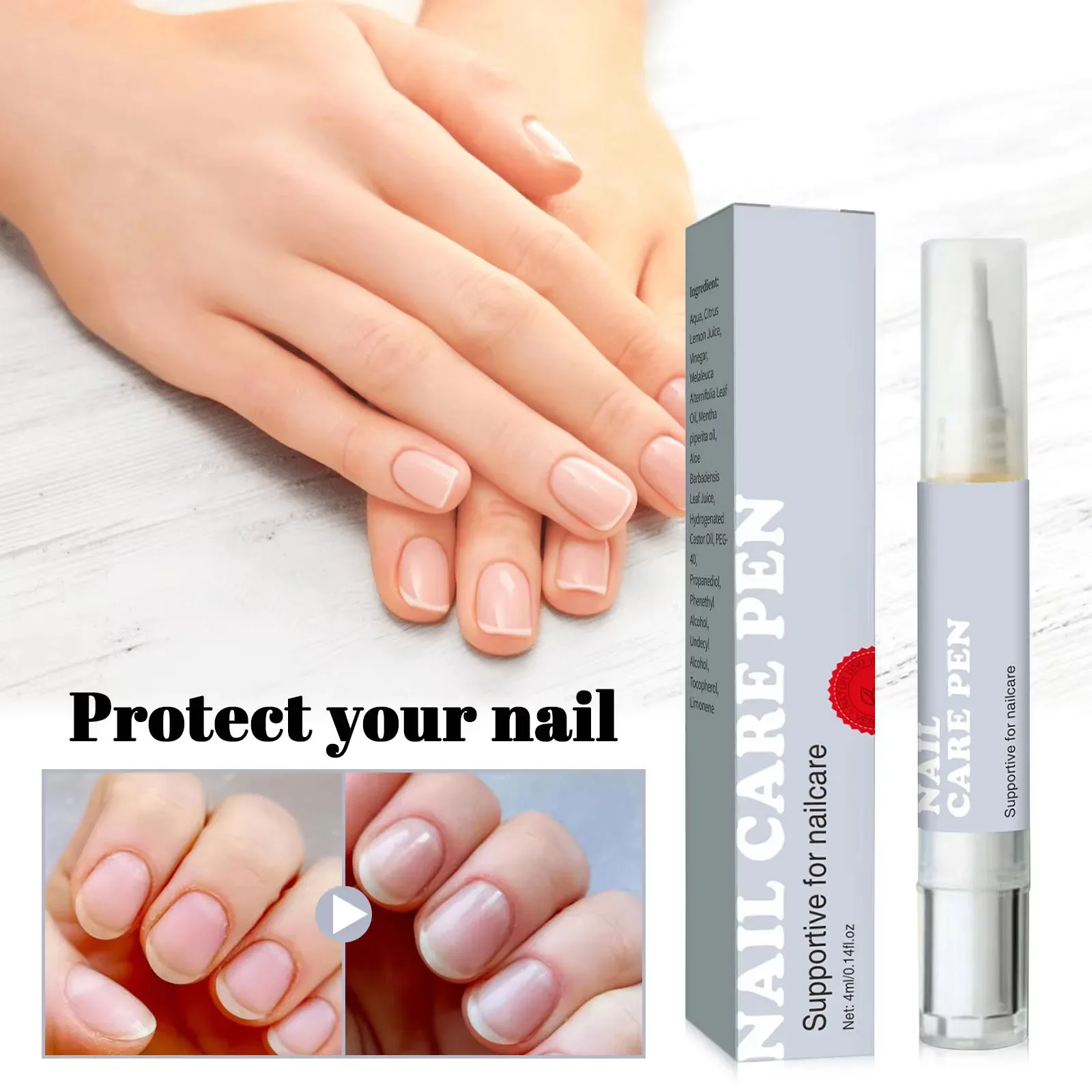 قلم العناية بالأظافر بالزيوت الطبيعية 4 مل، علاج مرطب ومضاد للأظافر الجافة والضعيفة والأظافر المعلقة، تركيبة غير مهيجة