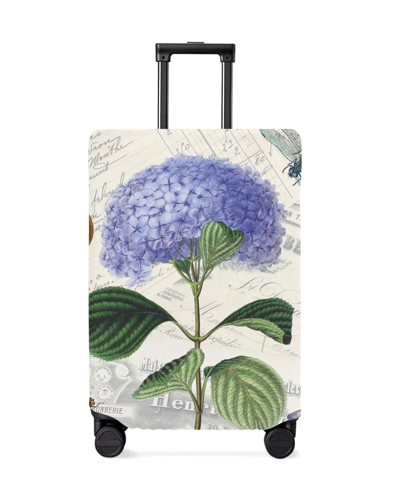 Flower Dragonfly Vintage Clock Retro Luggage Cover Travel Accessories Suitcase Elastic Dust Case Protect Sleeve