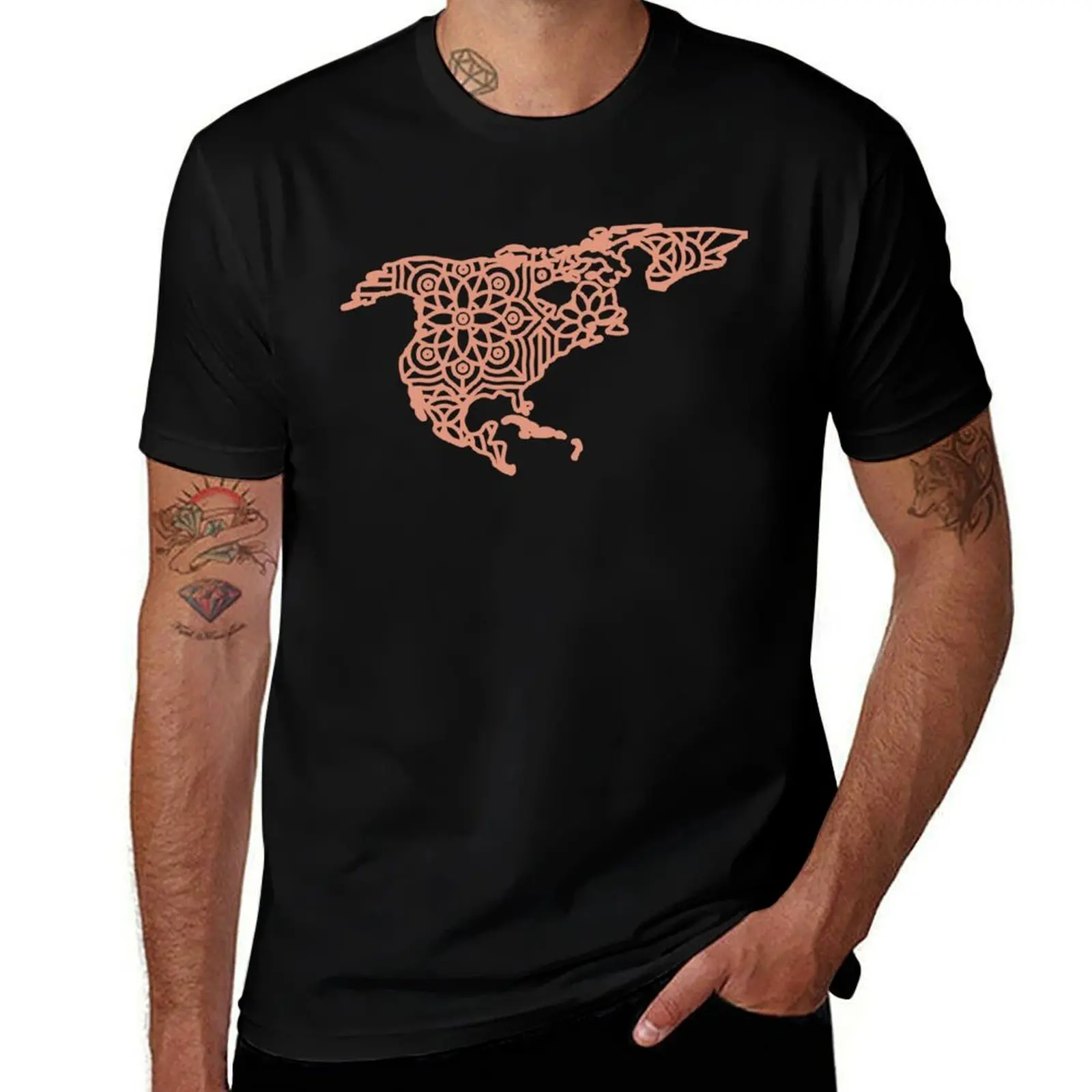 

ntricate North America Map Design T-Shirt Blouse man t shirt graphic tee shirt men t shirts high quality
