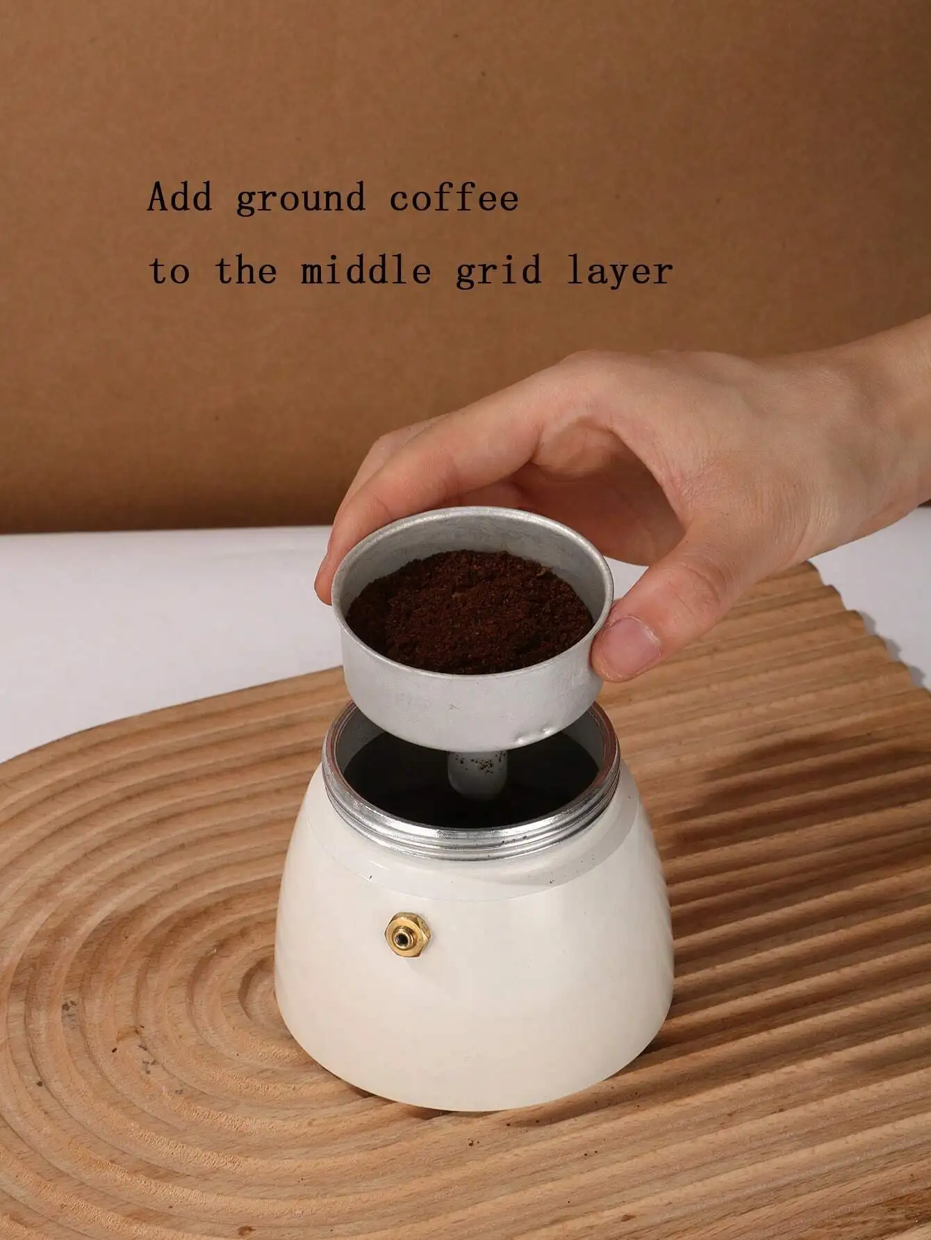 1pc Mocha Pot Manual Espresso Cup With Wood Grain Handle, Single Valve, 3 Cups/150ml Capacity, Espresso Maker