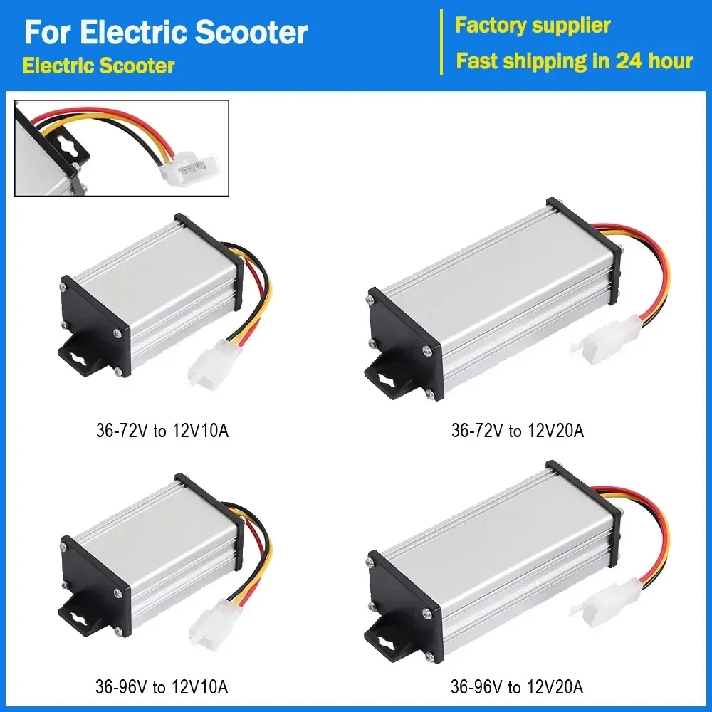 

Electric Scooter Converter Adapter Down Transformer 36V-72V/36V-96V To 12V/10A 20A Electric Bicycle Electronic DC Transformer