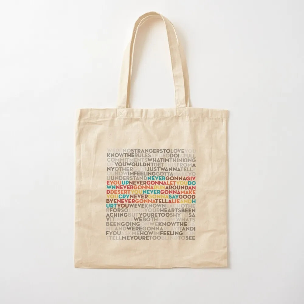 Never Gonna Give You Up - Rick Astley (lyrics) v.9 Tote Bag Gift bags tote bag Gift bag