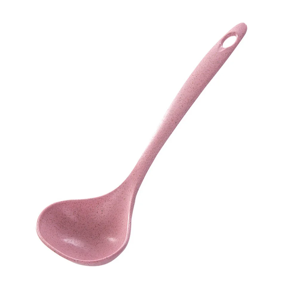 

Long Handle Soup Spoon Thickened Wheat Straw Ladle Red Food Grade Lightweight Plastic Soup Spoons For Home Kitchen
