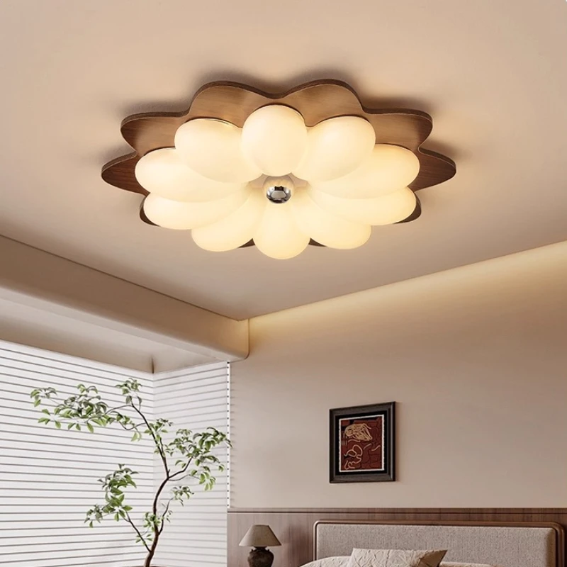 خمر الجوز الملونة زهرة غرفة نوم مصابيح السقف القرون الوسطى نمط غرفة الأطفال الطيف الكامل حماية العين تركيبة إضاءة