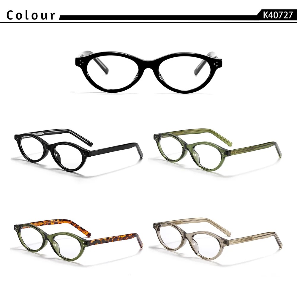 CATERSIDE Retro Damen Cat-Eye-Brille mit flachen Gläsern, TR-90, ovaler, dicker Rahmen, für Outdoor, Business, Festival, Geschenkbrille – Detail 1