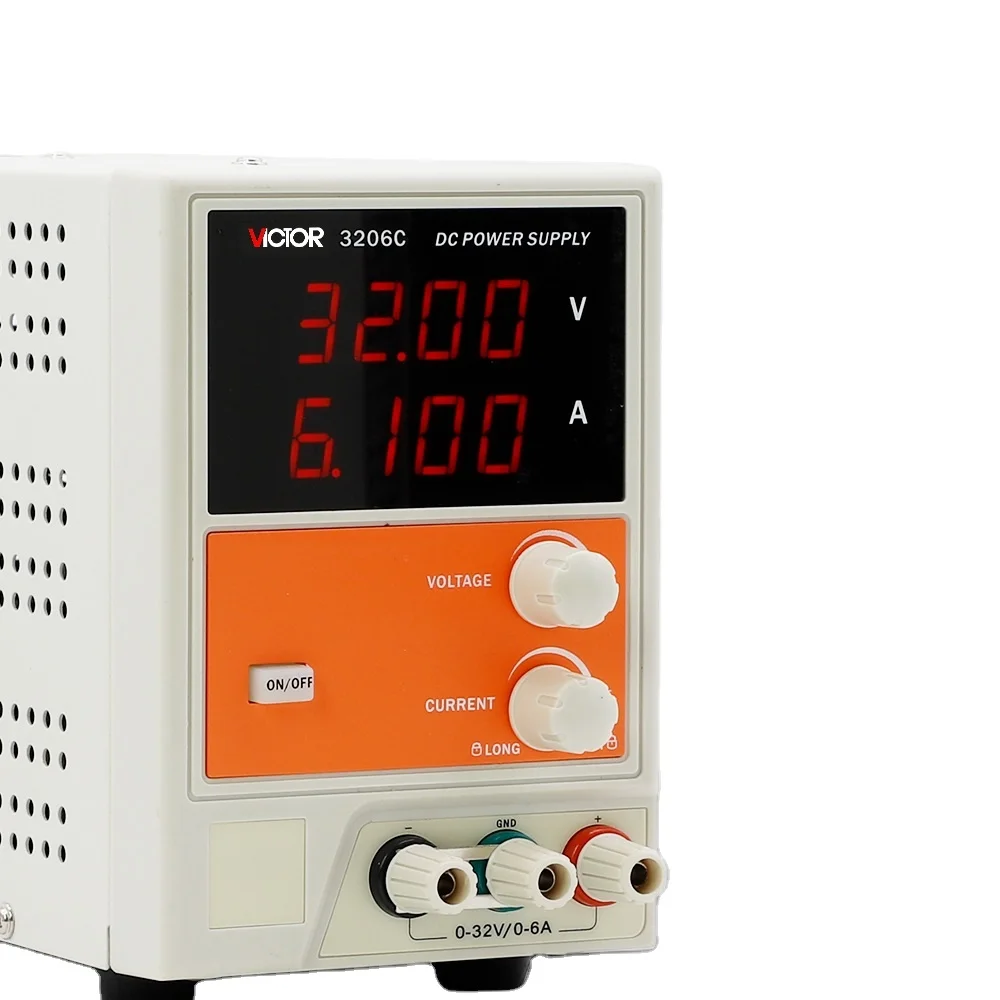 

VICTOR 3206C Bench DC Regulated Power Supply 32V 6A Adjustable LED Four Digit Voltage / Current AC220V