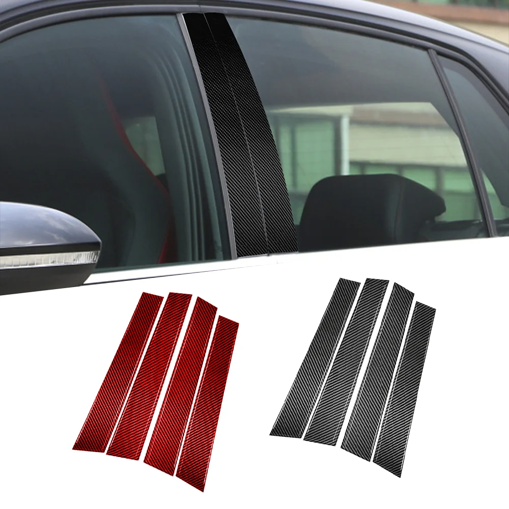

For Volkswagen VW Golf 8 MK8 2020 2021 4pcs Carbon Fiber Car Window B-Pillar Trim Sticker Auto Door Pillars Accessories