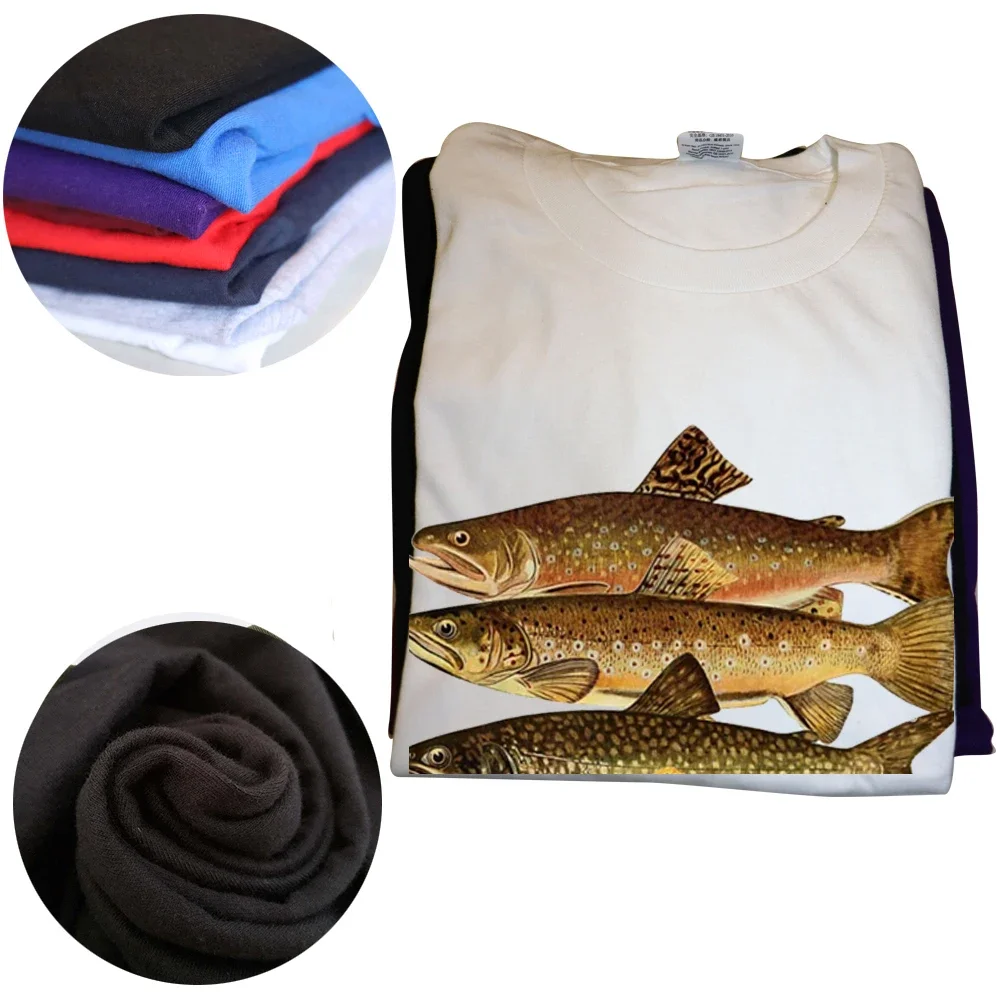 مضحك أنواع سمك السلمون المرقط يطير الصيد تي شيرت الصيف الجرافيك القطن الشارع الشهير قصيرة الأكمام هدايا عيد تي شيرت ملابس رجالي