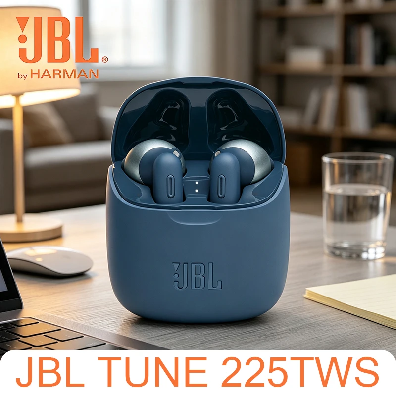 JBL Tune 225TWS wireless earphones with rich low frequencies, providing a smooth daily listening experience