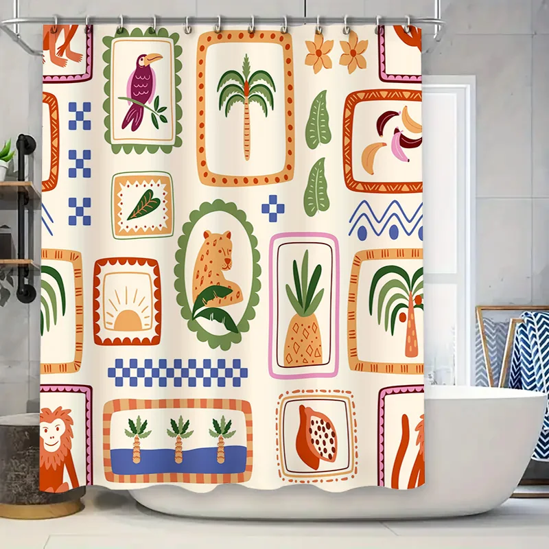 Decorative bathroom curtain with exotic animal print – perfect addition for your home décor!