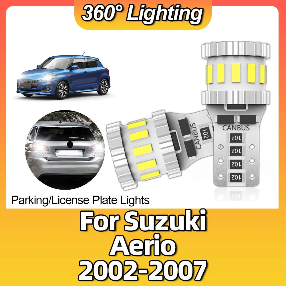 2pcs W5W LED T10 168 12V Canbus Map Reading Signal Lamp Parking Light No Error For Suzuki Aerio 2002 2003 2004 2005 2006 2007