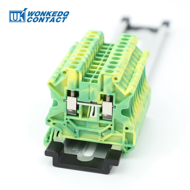 

UT 2.5-PE Hexagon Socket Screw Terminal Block Din Rail Installation Copper Wire Connector Self-locking 2.5mm² 26-12AWG UT2.5-PE