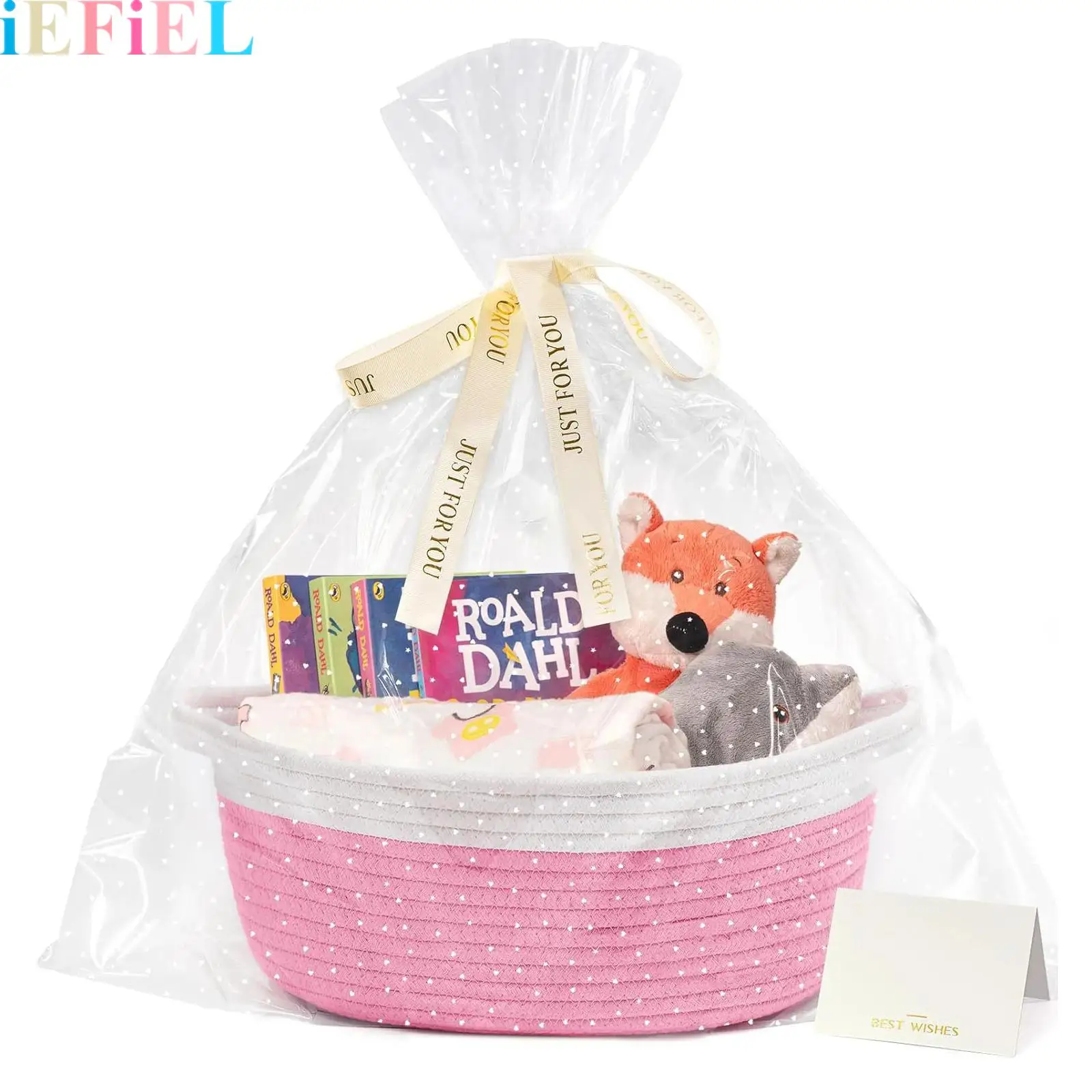 

Baby Gift Basket Easter Gift Basket Small Storage Baskets for Nursery Cute Basket Include Gift Bag Ribbon Greeting Card