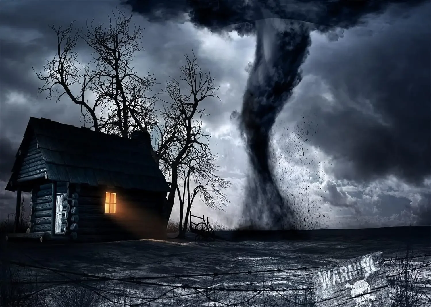 

Haunted House Tornado Weird Wooden Cabin Scary Halloween Tornado Party Decor photo background photography backdrop studio
