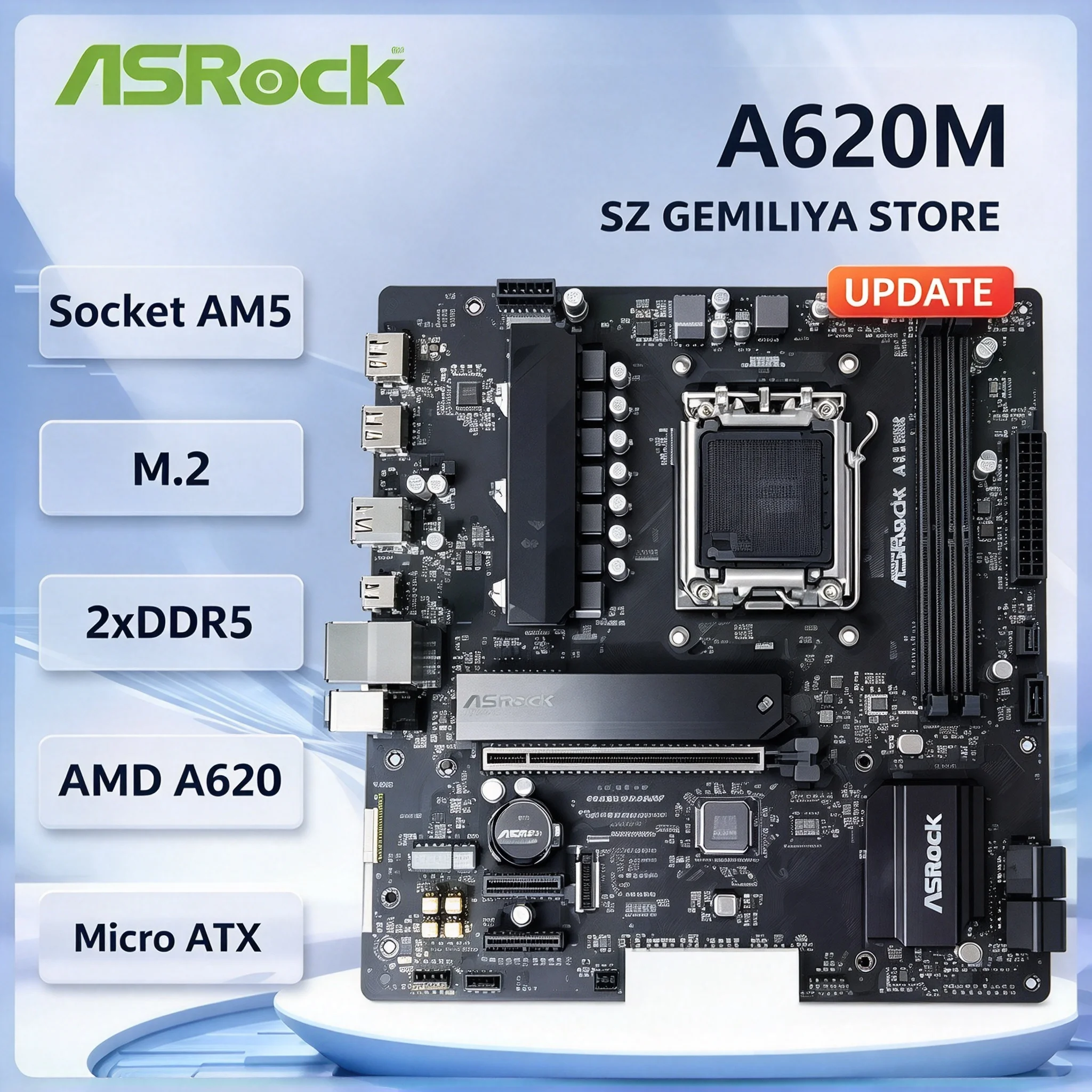 ASROCK A620M Motherboard Socket AM5 DDR5 AMD A620 Micro ATX Gaming Motherboard Support Ryzen 9700X 8600G 8300G 7900 7700 CPU