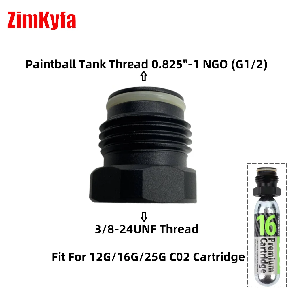 Nowa złączka CO2 3/8-24UNF wkład CO2 (12G/16G/25G) cylinder do standardowego gwintu zbiornika (G1/2-14) adapter konwertujący