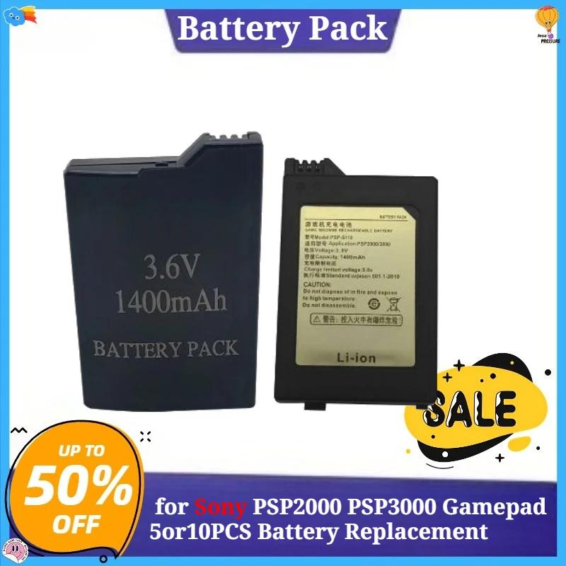 

Real Capacity 1400mAh Lithium Rechargeable Battery Pack for Sony PSP2000 PSP3000 Gamepad 5or10PCS Battery Replacement