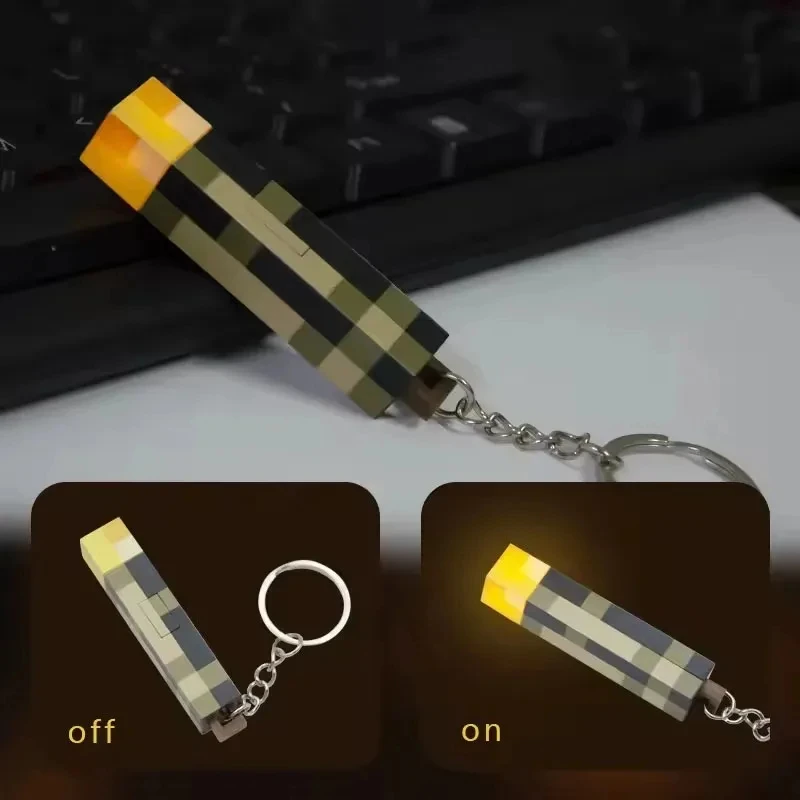 MC Game Mini Torch Flashlight LED Light USB الشعلة القابلة لإعادة الشحن المفاتيح على ظهره قلادة الهدايا زخرفة مصغرة #4