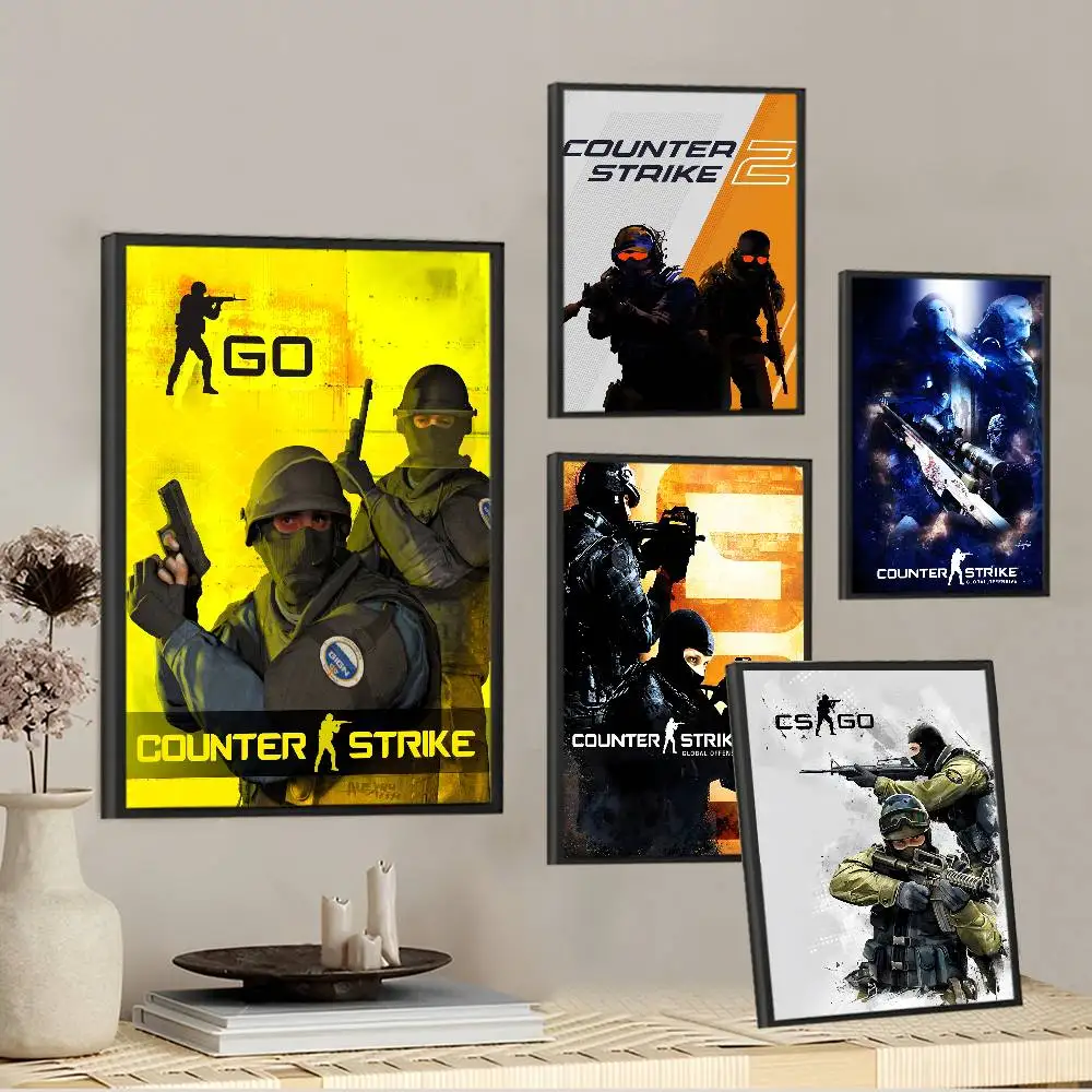 Counter-Strike CS Movie Sticky Posters Vintage Room Home Bar Cafe Decor Vintage Decorative Painting