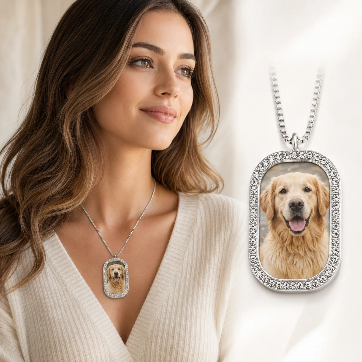 Customized Photo Hip-hop Necklace Personalized Square Pattern Lock Picture Pendant Party Accessory Festival Wear Statement Piece