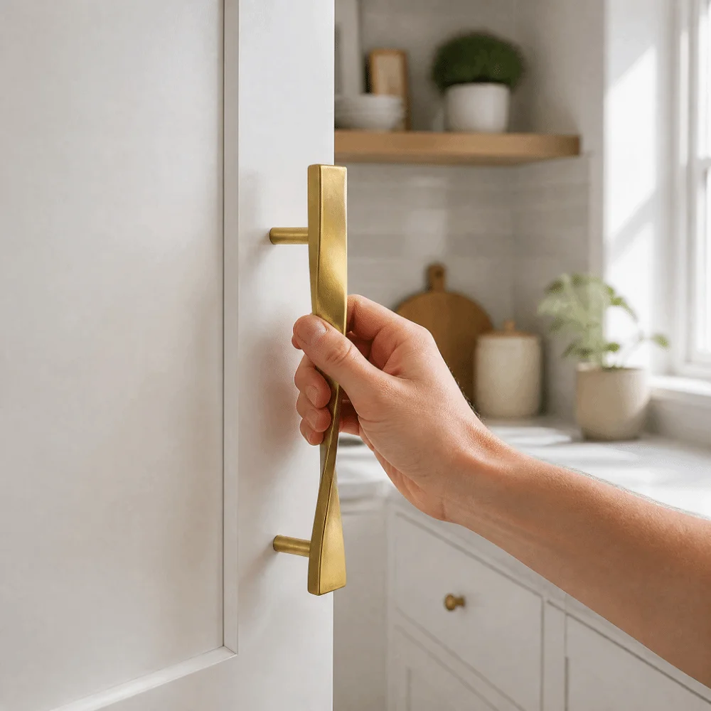 Solid Brass Cabinet Pull Handles Matte Glaze Finish Matte Finish Drawer Knobs Ergonomic Handle Design Fingerprint Resistant