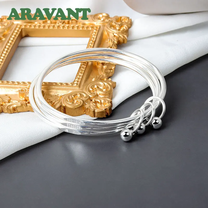 ARAVANT Armreif aus 925er Silber mit drei Glocken für Damen, Modeschmuck – Detail 4
