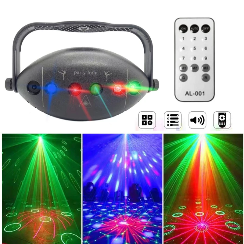 

LED Stage Effect Projector For DJ Disco Party Christmas Holiday Laser Music Sound Lighting New Year Lamp Remote Control Light