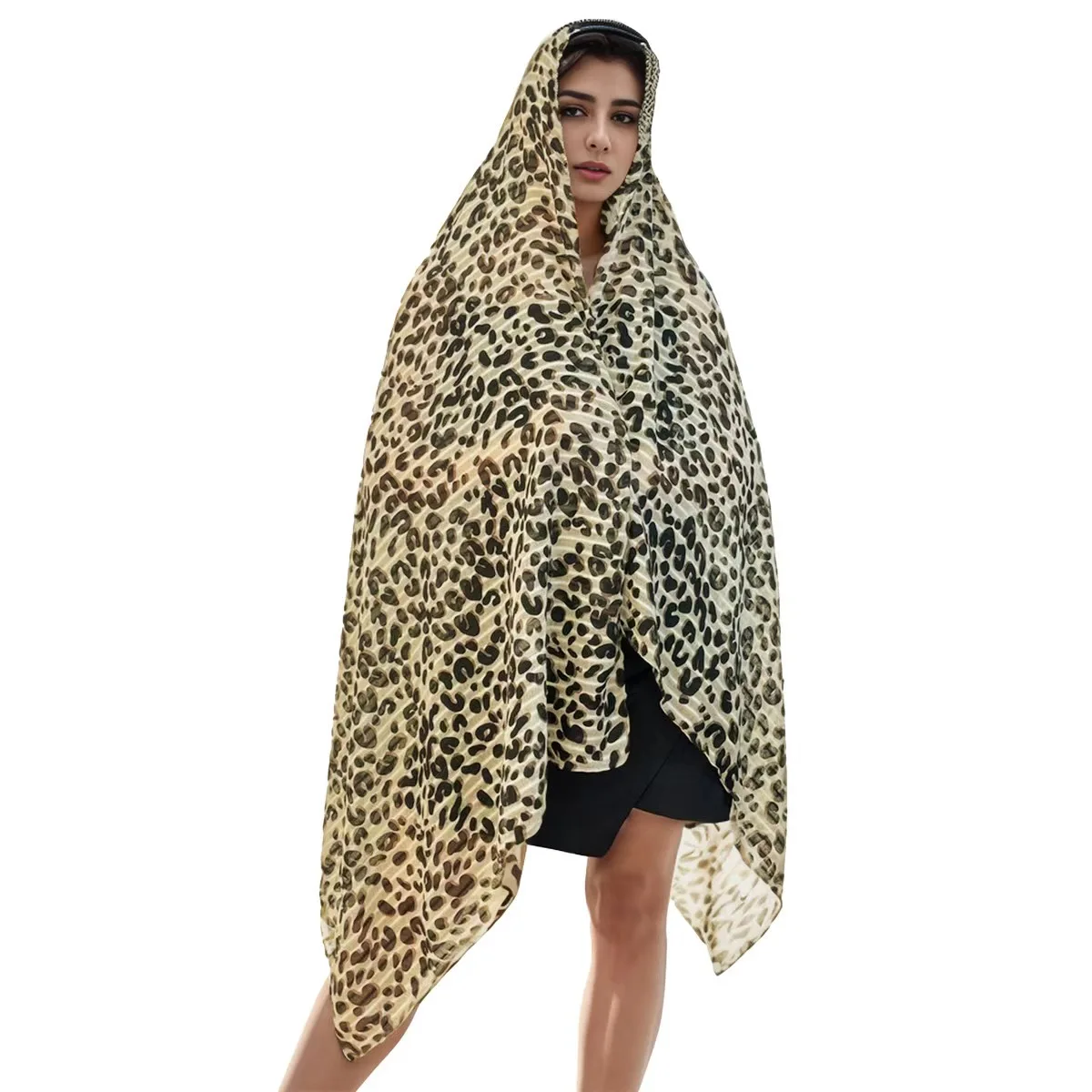 Cross-border dedicated to the new Europe and the United States high-quality Balinese gauze leopard print soft scarf women's suns