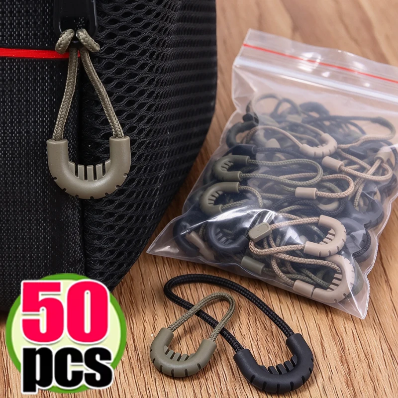 Outdoors Style Plastic Zipper Pulls Cord Puller Clip Durable Replacement Ends Locks Clothing Backpack Luggage Bag Supply Black