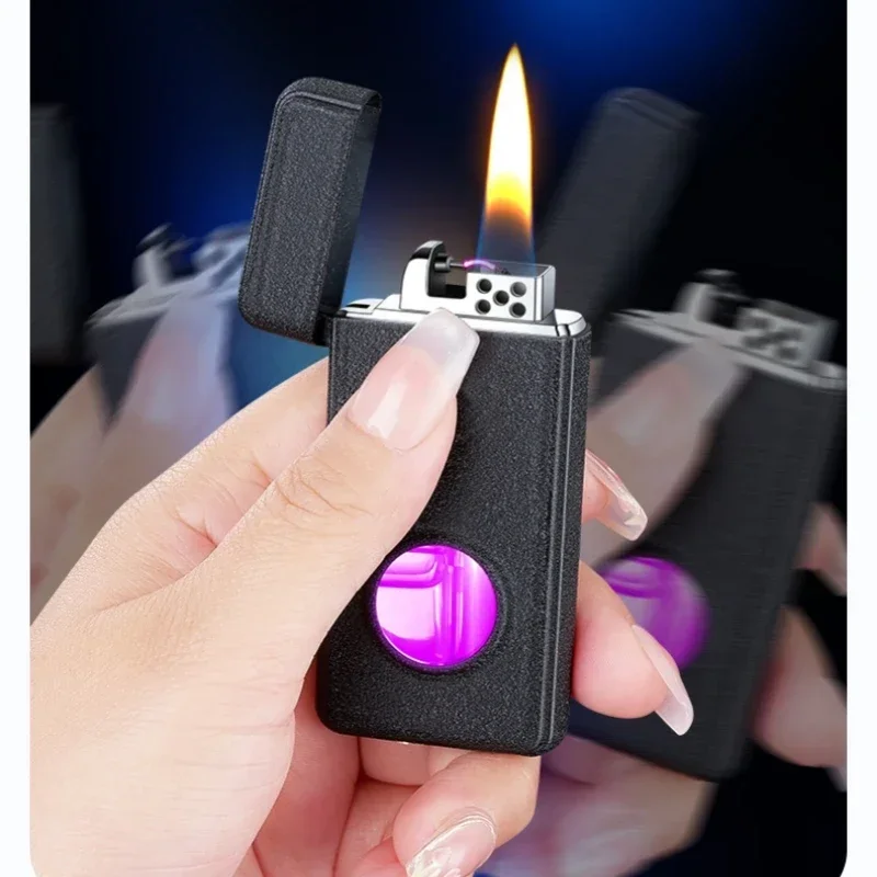 Intelligent Voice Control Four Arc Ignition Methods Kerosene Lighter Visual Color Light Transparent Window USB Electric Lighters