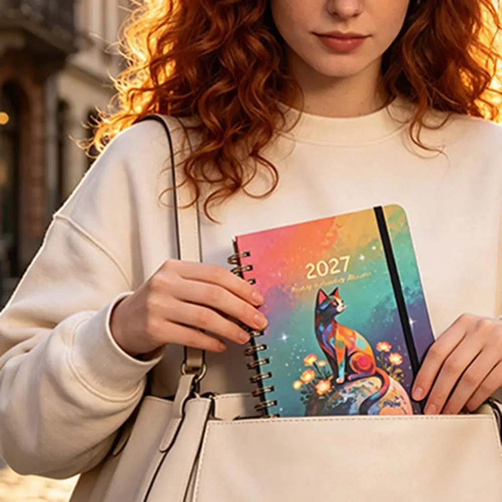 Floral Pattern 2027 Schedule Book A5 To Do List Daily Planner Book Textured PU Planner Reminder Planner Notebook Gift Giving