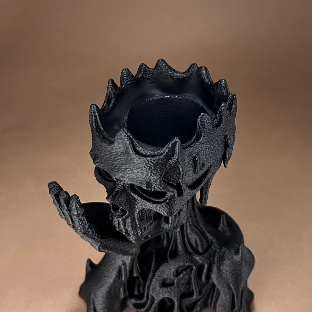 3DPrinted Melting Skull Goddess Statue Pen Holder,Gothic Skeleton Desk Ornament for Office Halloween Home Decor Collectible Gift